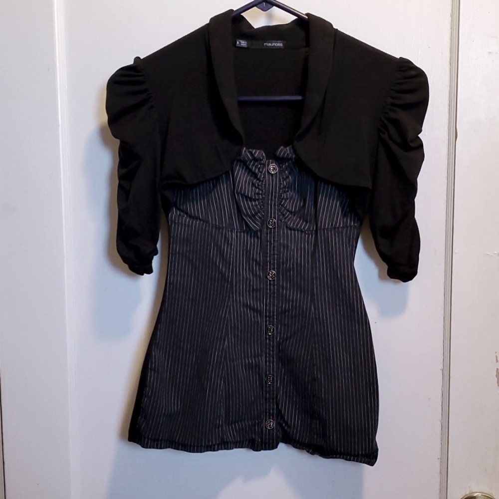 Black and striped dress up shirt.